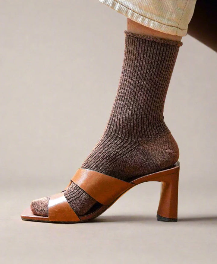 Glitzer Socken Lyocell - Braun