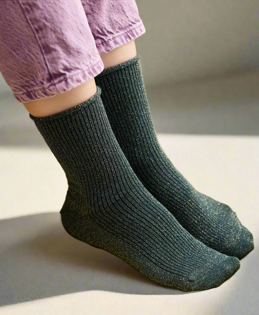 Glitzer Socken Lyocell - Dunkelgrün