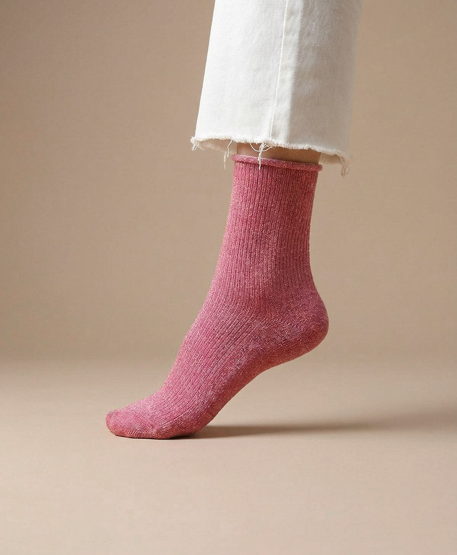 Glitzer Socken Lyocell - Beerenrot