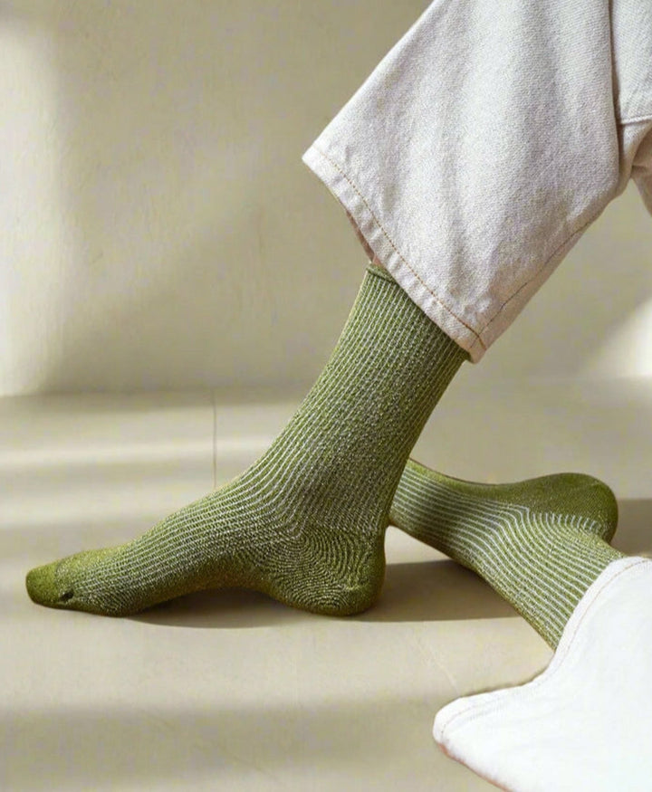 Glitzer Socken Lyocell - Olivgrün