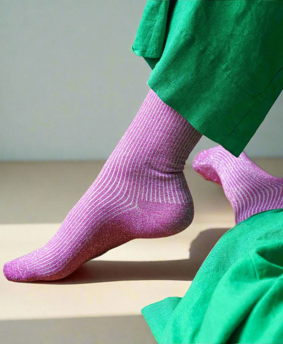 Glitzer Socken Lyocell - Fuchsia