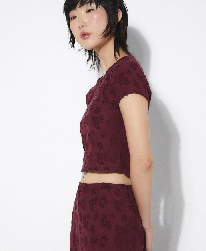 Kurzes T-Shirt GLORIA - Burgundy