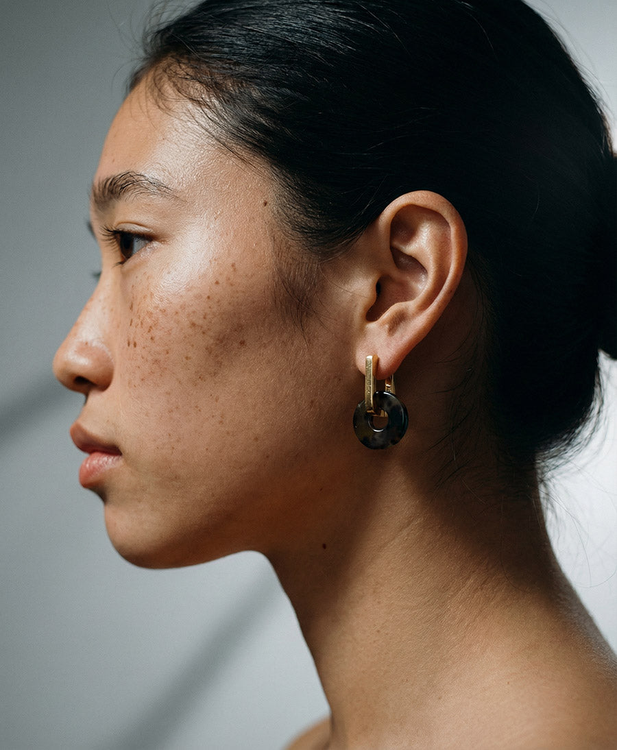 Runde Anhänger für Creolen aus Acetat - Granit