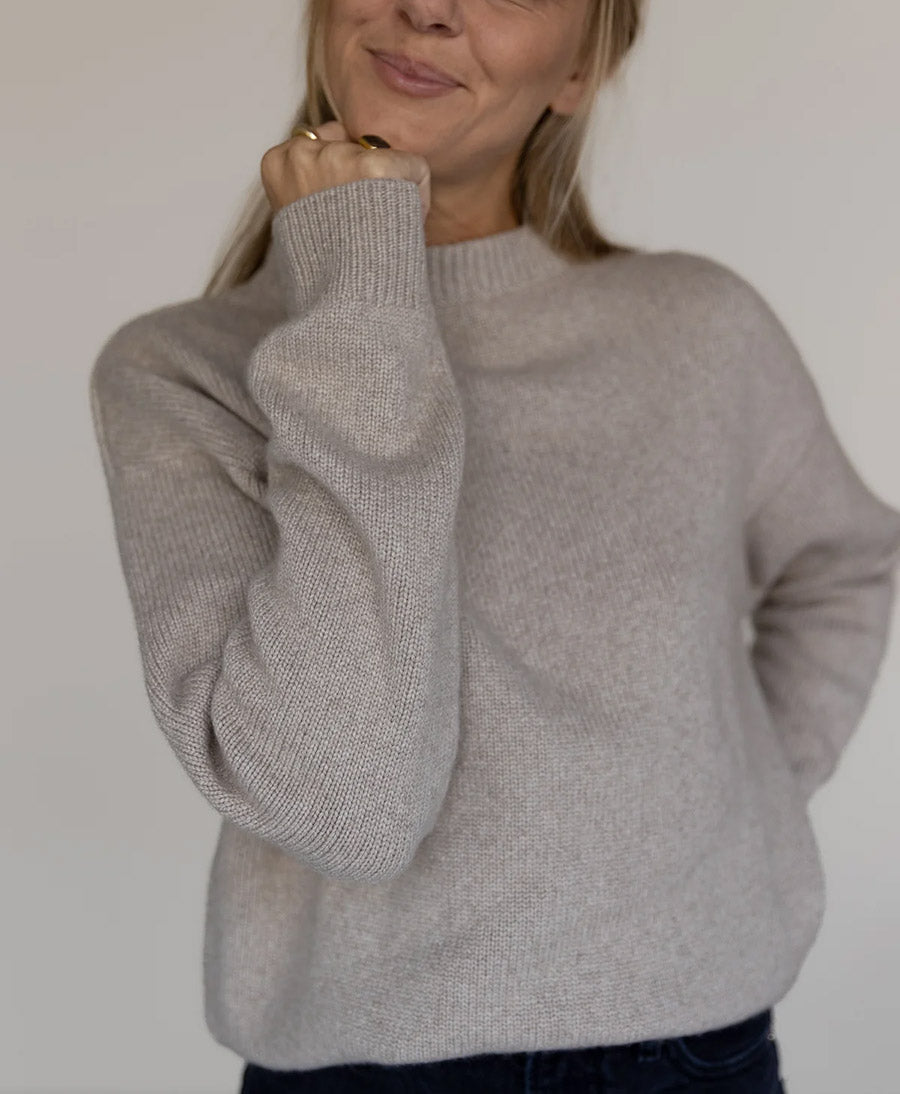 Strickpullover - Crewneck Sweater - Kaschmir/Seide - Greige