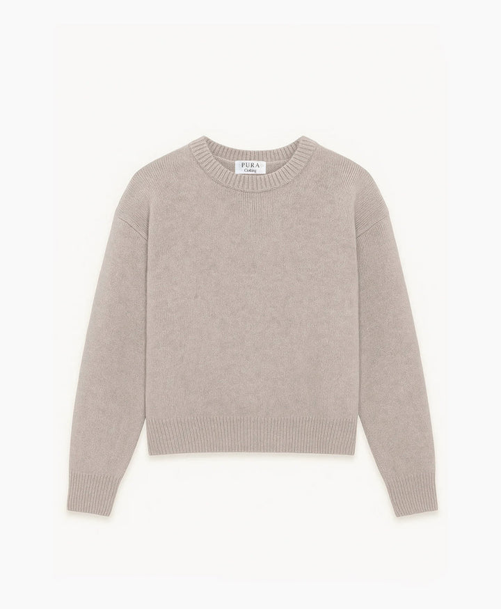 Strickpullover - Crewneck Sweater - Kaschmir/Seide - Greige