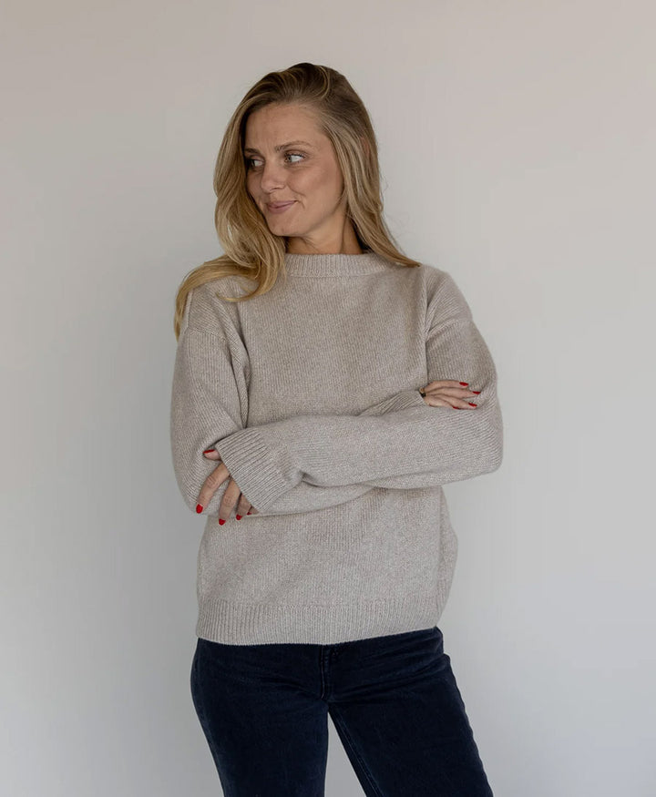 Strickpullover - Crewneck Sweater - Kaschmir/Seide - Greige