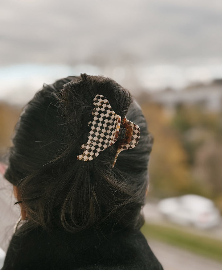 Haarklammer CARLA (M) aus Acetat - Karo