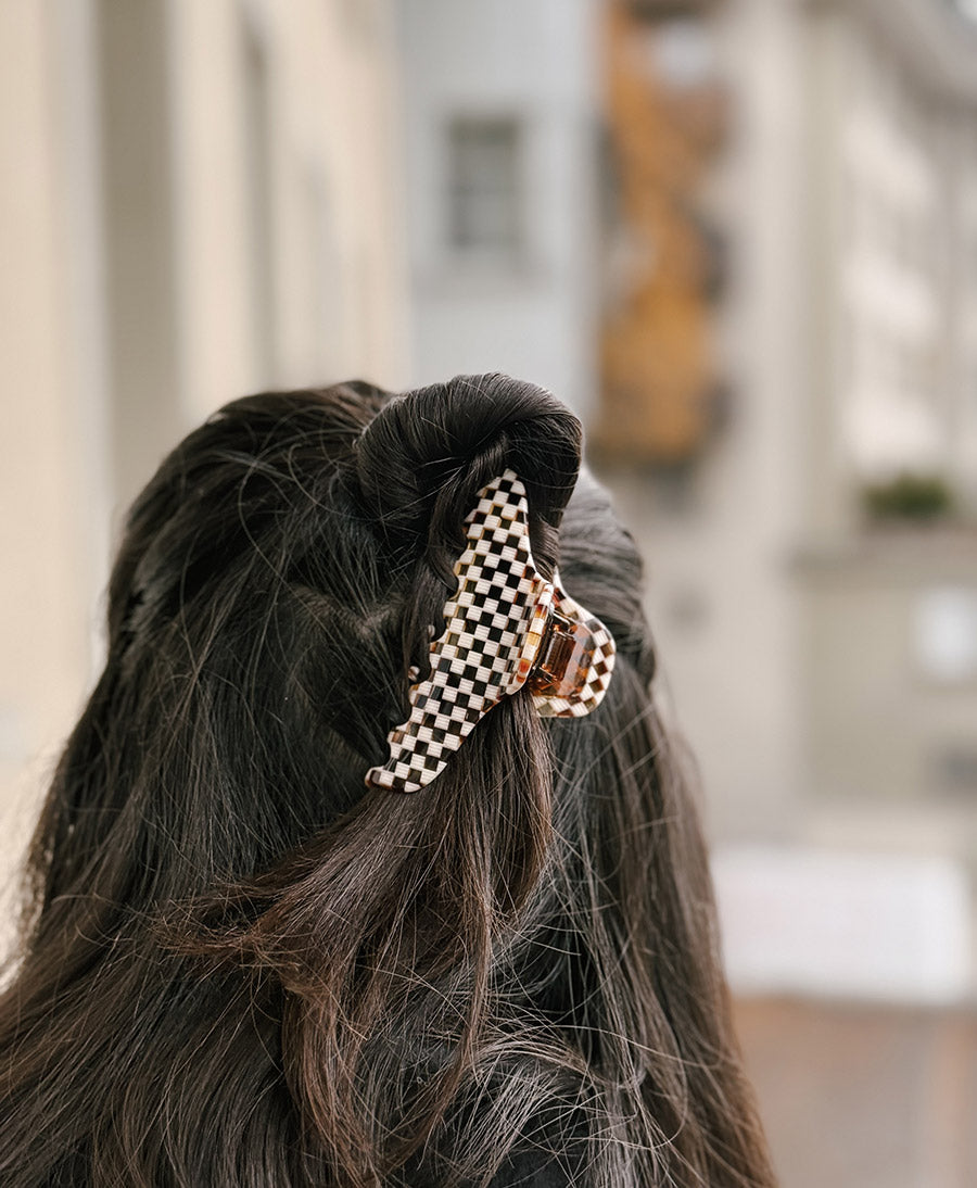 Haarklammer CLAIRE (L) aus Acetat - Karo