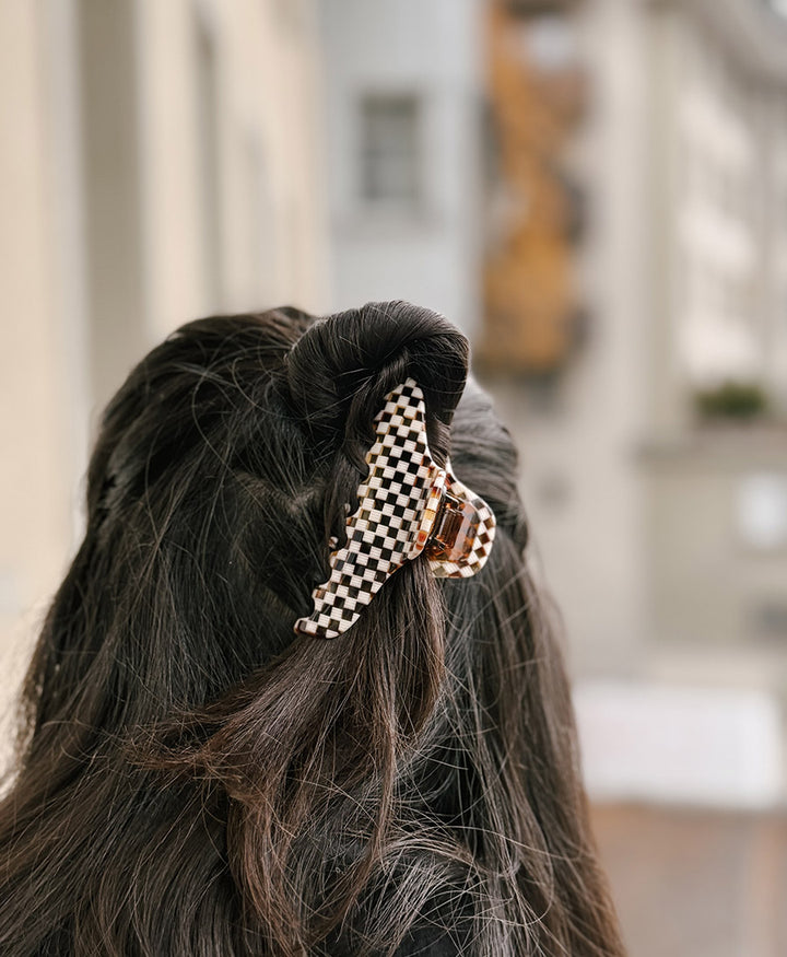 Haarklammer CLAIRE (L) aus Acetat - Karo