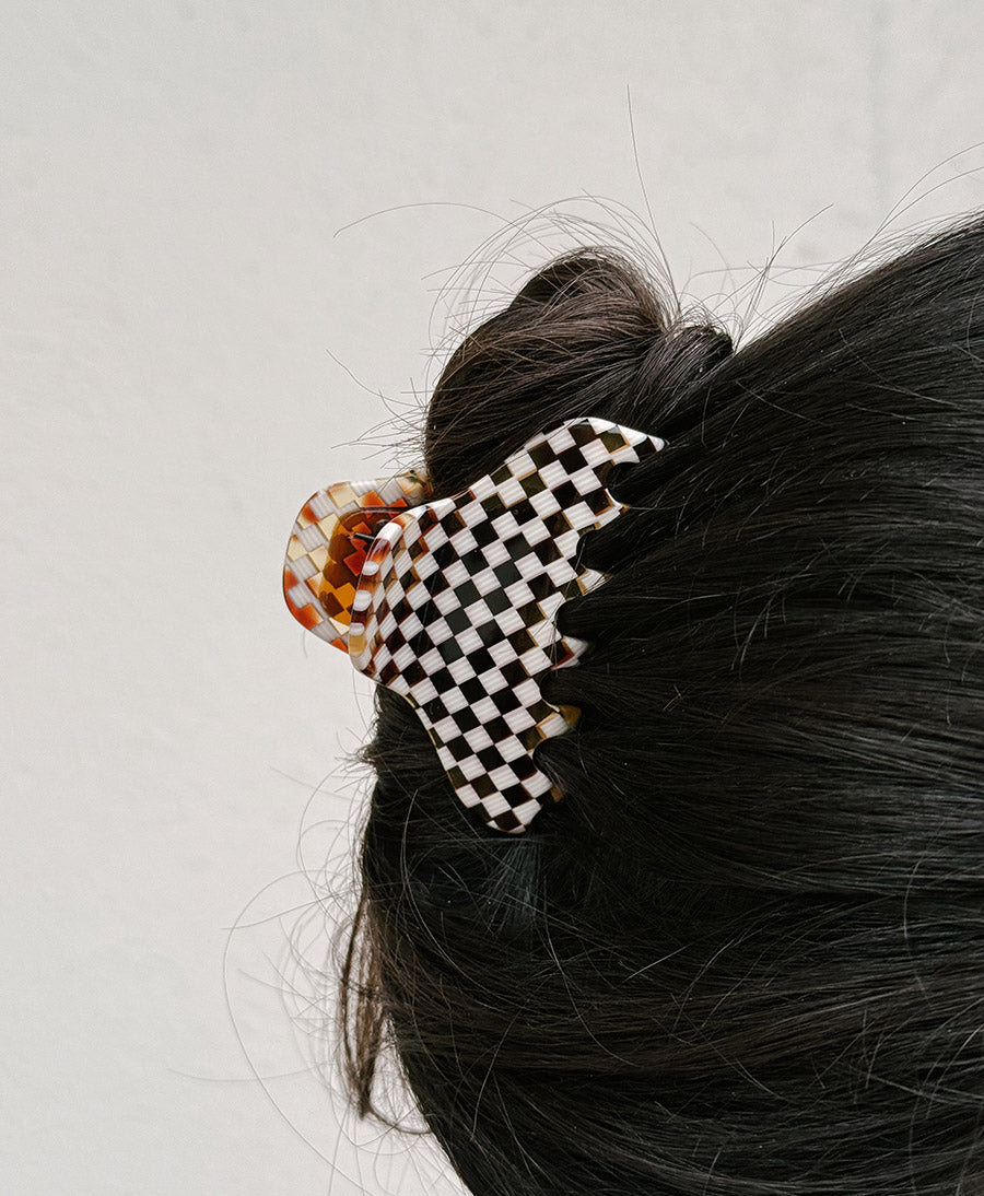 Haarklammer CARLA (M) aus Acetat - Karo