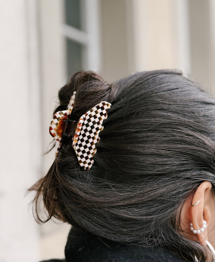 Haarklammer CARLA (M) aus Acetat - Karo