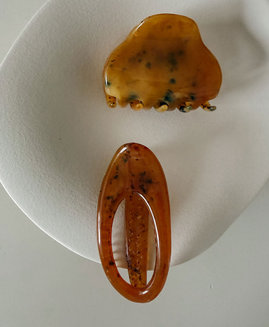 Flache Haarklammer ALMA - Cognac Tortoise