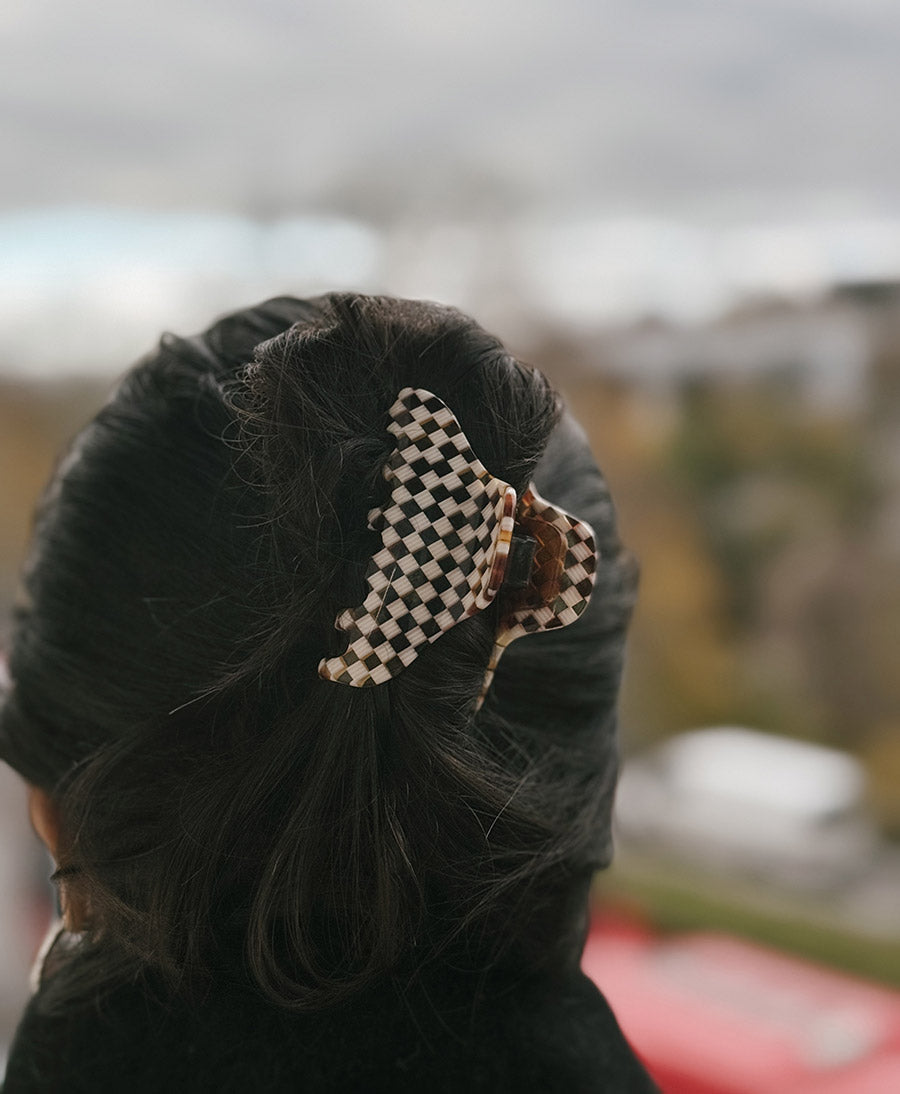 Haarklammer CARLA (M) aus Acetat - Karo