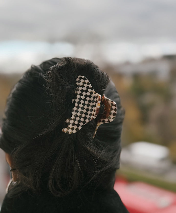 Haarklammer CARLA (M) aus Acetat - Karo