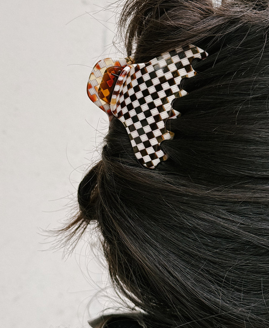 Haarklammer CARLA (M) aus Acetat - Karo