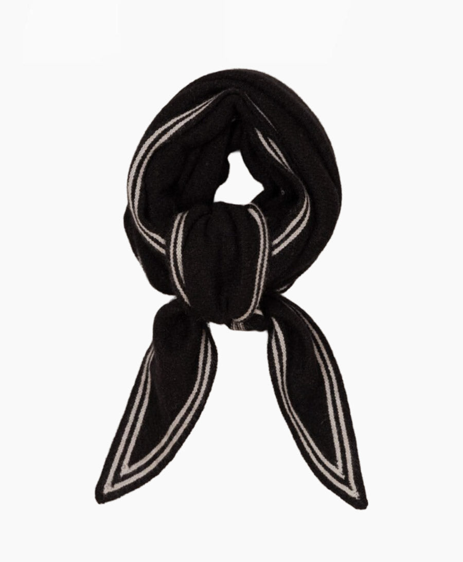 Kleiner Gestrickter Schal / Foulard aus Kaschmir - Schwarz / Weiss