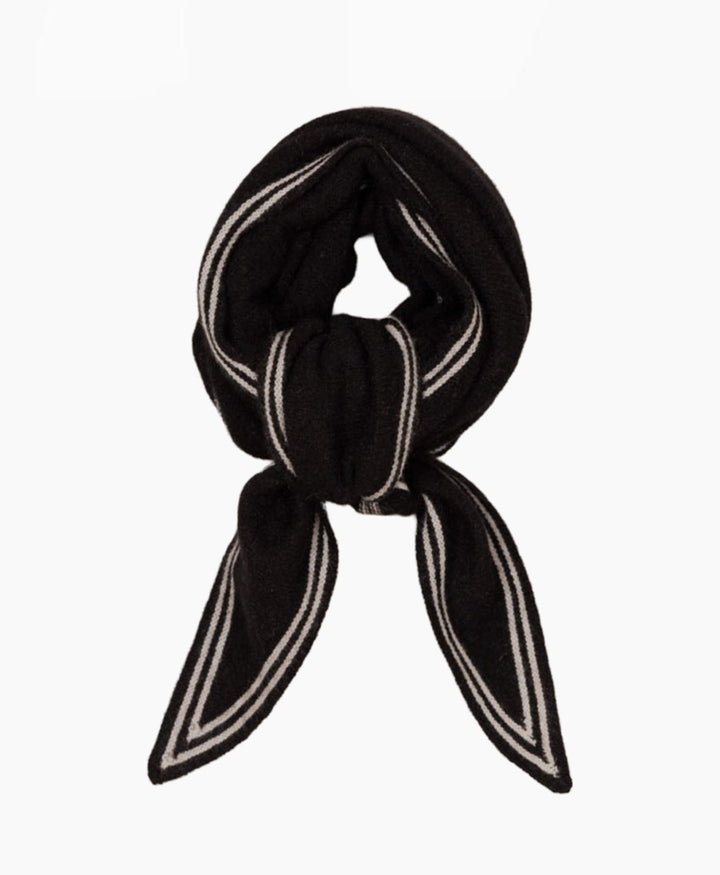Kleiner Gestrickter Schal / Foulard aus Kaschmir - Schwarz / Weiss