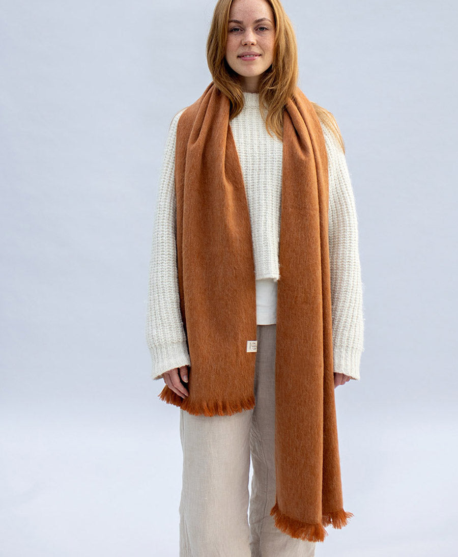 Halstuch Alpaka Schal Slim - Solid Chestnut