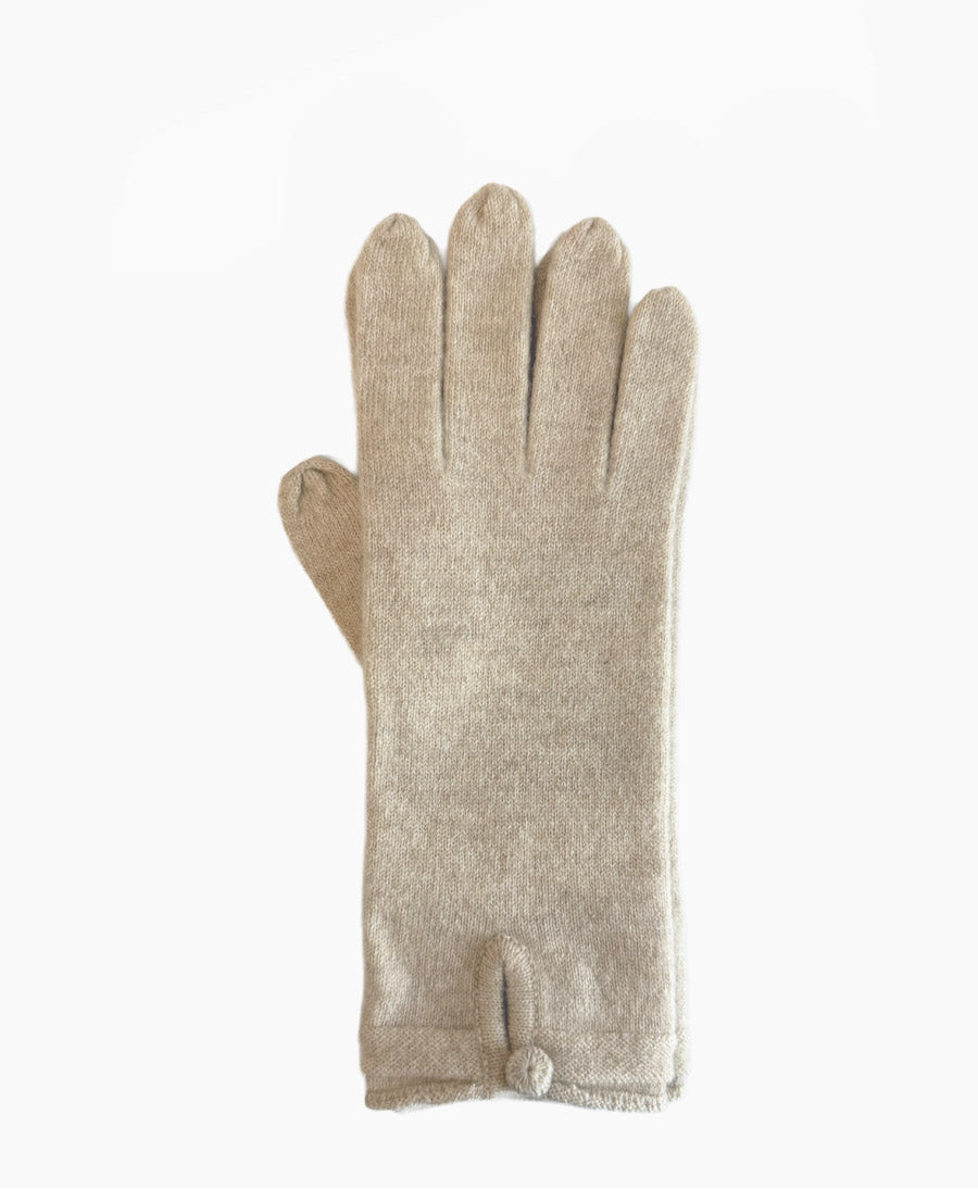 handschuhe aus kaschmir Handschuhe aus Kaschmir mit Knopf - Creme