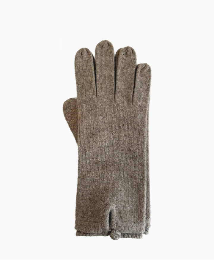 Handschuhe aus Kaschmir mit Knopf - Taupe