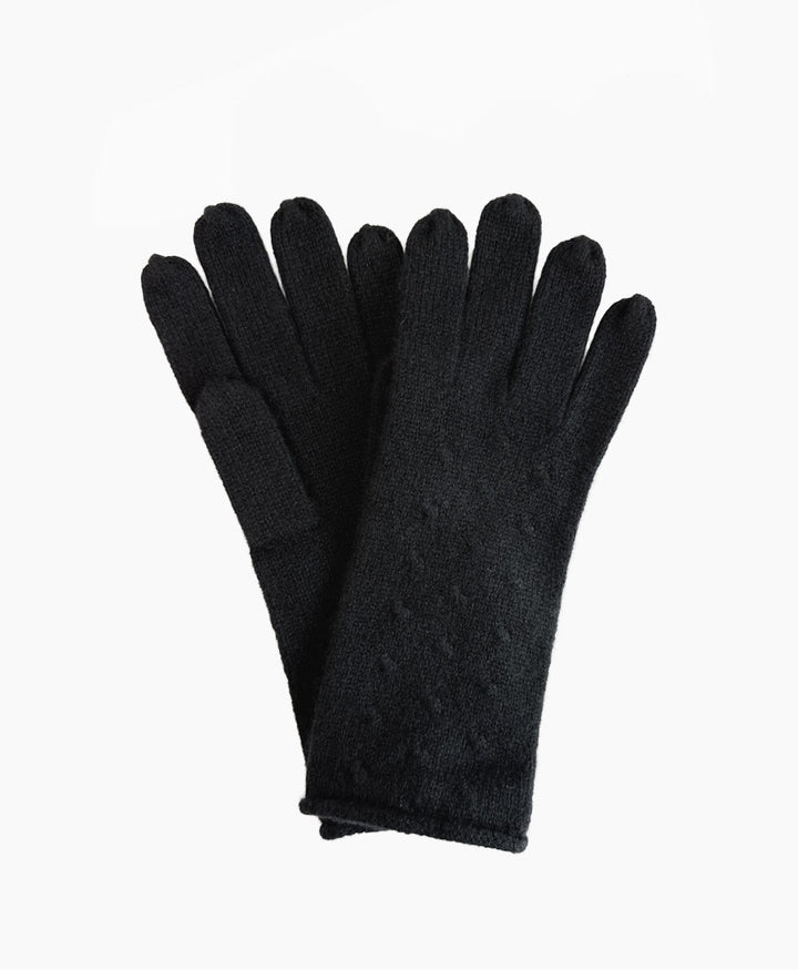 Handschuhe aus Kaschmir mit Zopfmuster - Schwarz