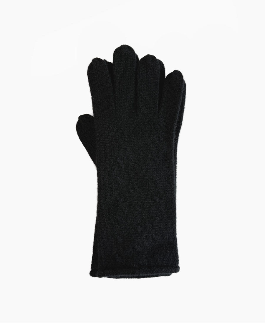 Handschuhe aus Kaschmir mit Zopfmuster - Schwarz