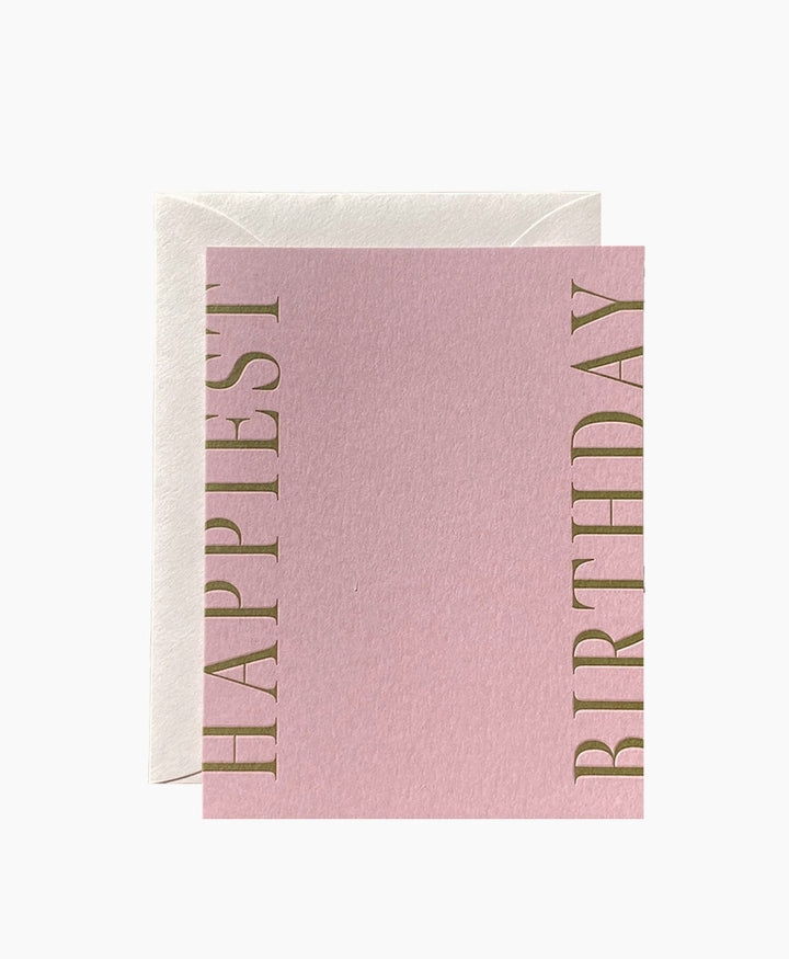 Geprägte Karte mit Couvert "HAPPIEST BIRTHDAY" Lila