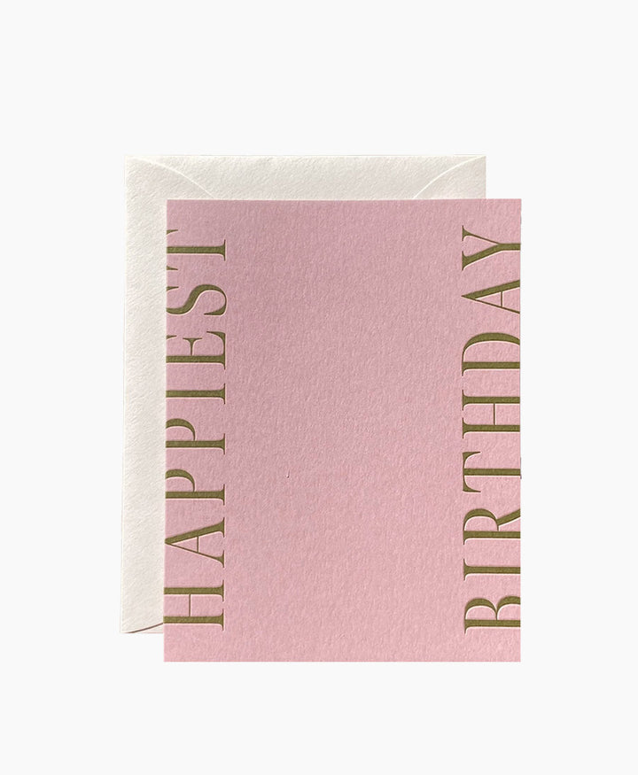 Geprägte Karte mit Couvert "HAPPIEST BIRTHDAY" Lila