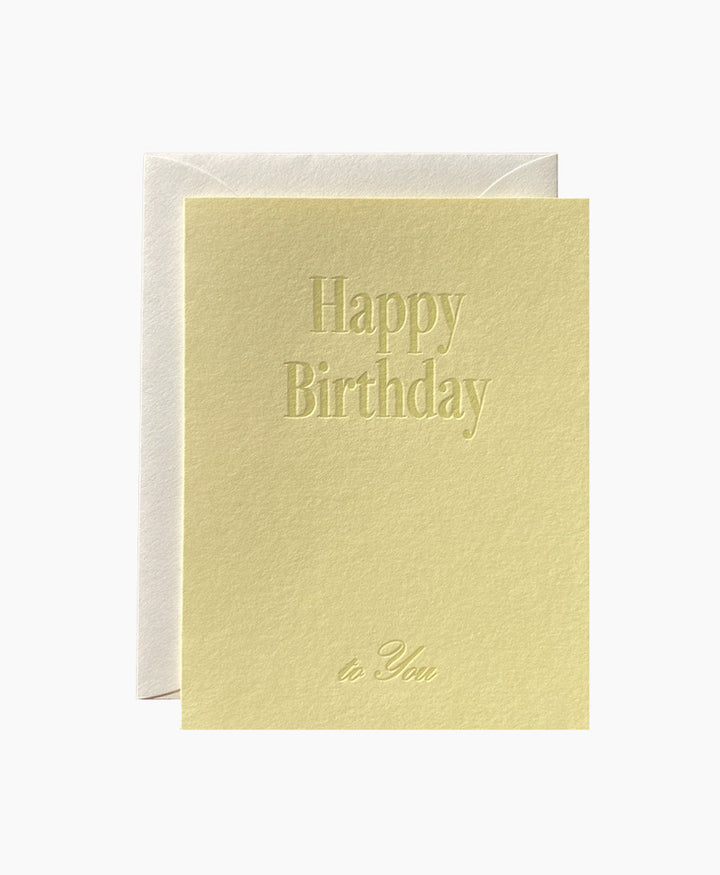 Geprägte Karte mit Couvert "HAPPY BIRTHDAY TO YOU" Buttergelb