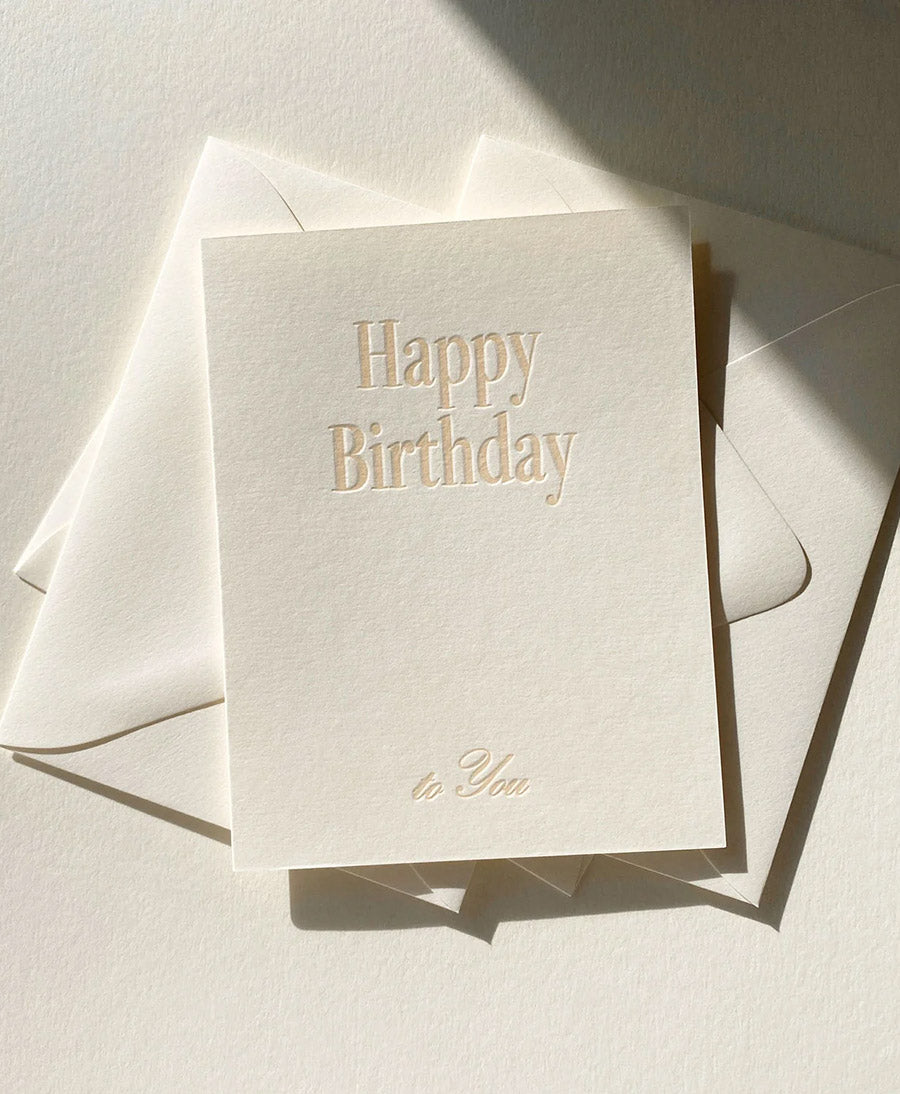 Geprägte Karte mit Couvert "HAPPY BIRTHDAY TO YOU" Natur