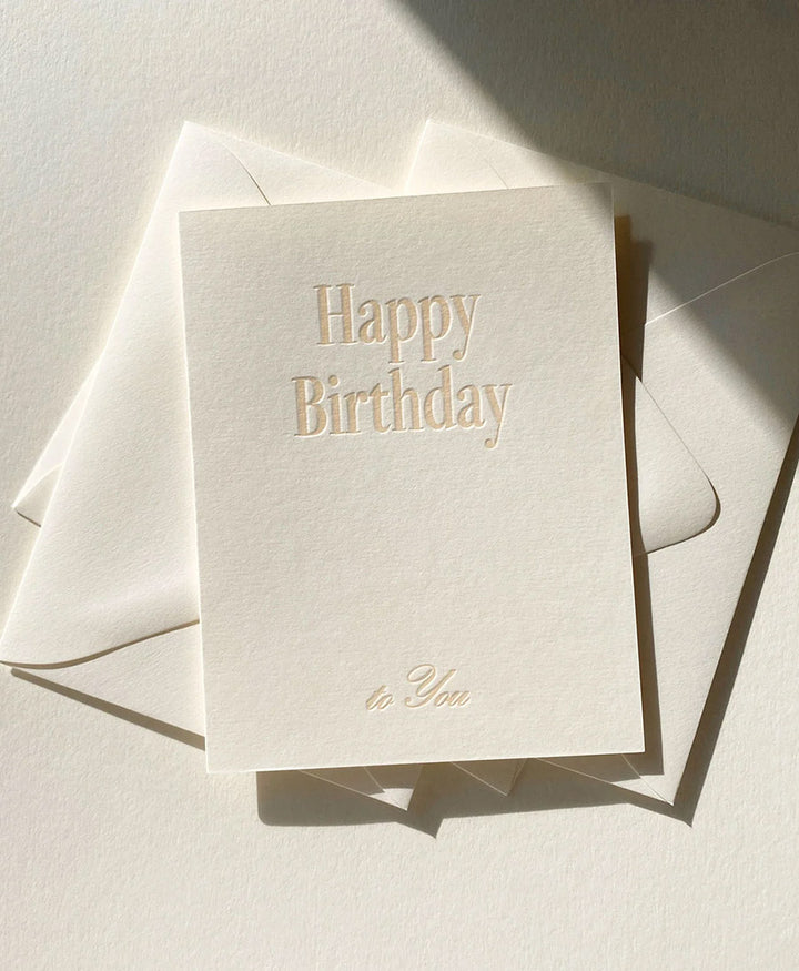 Geprägte Karte mit Couvert "HAPPY BIRTHDAY TO YOU" Natur