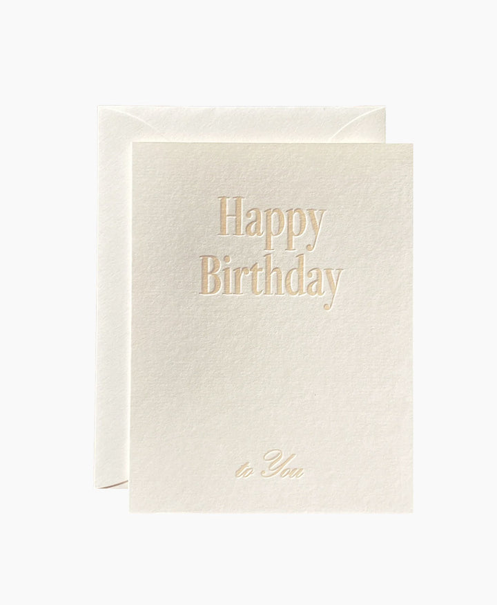 Geprägte Karte mit Couvert "HAPPY BIRTHDAY TO YOU" Natur