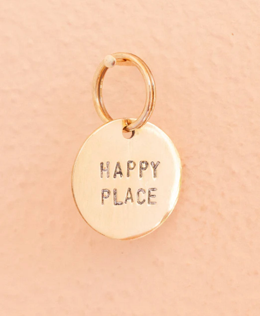 Mini Schlüsselanhänger Messing - Happy Place
