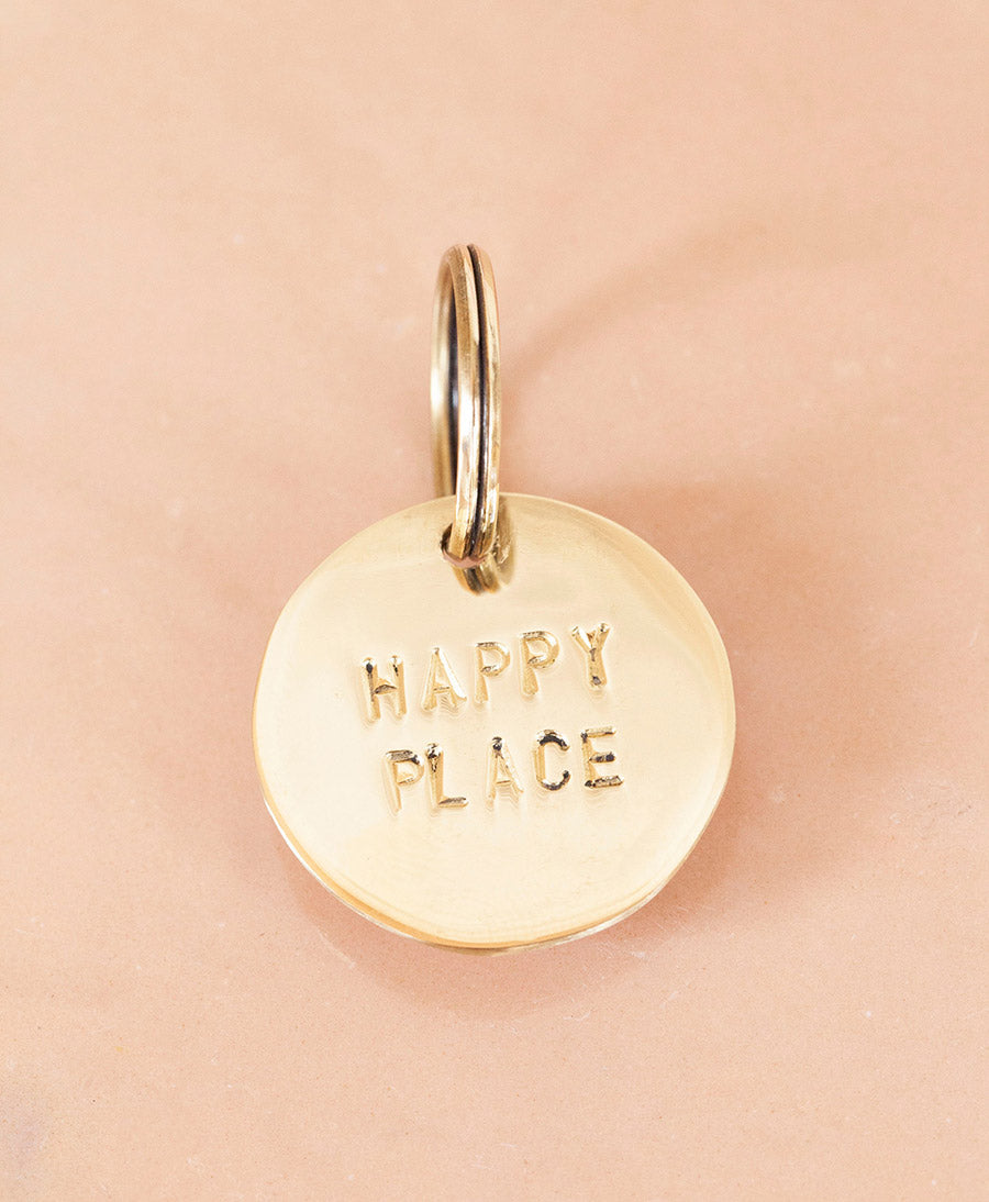 Mini Schlüsselanhänger Messing - Happy Place