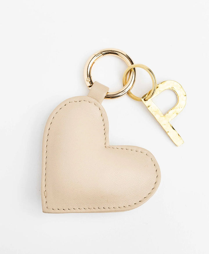 Schlüsselanhänger / Taschenanhänger aus Leder NAIMA - Beige