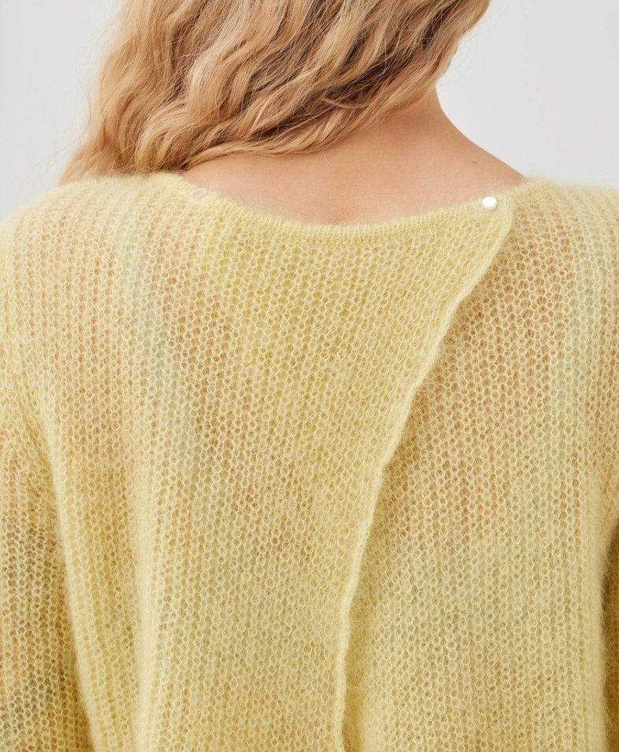 Kurzer Cardigan aus leichtem Strick - Hellgelb