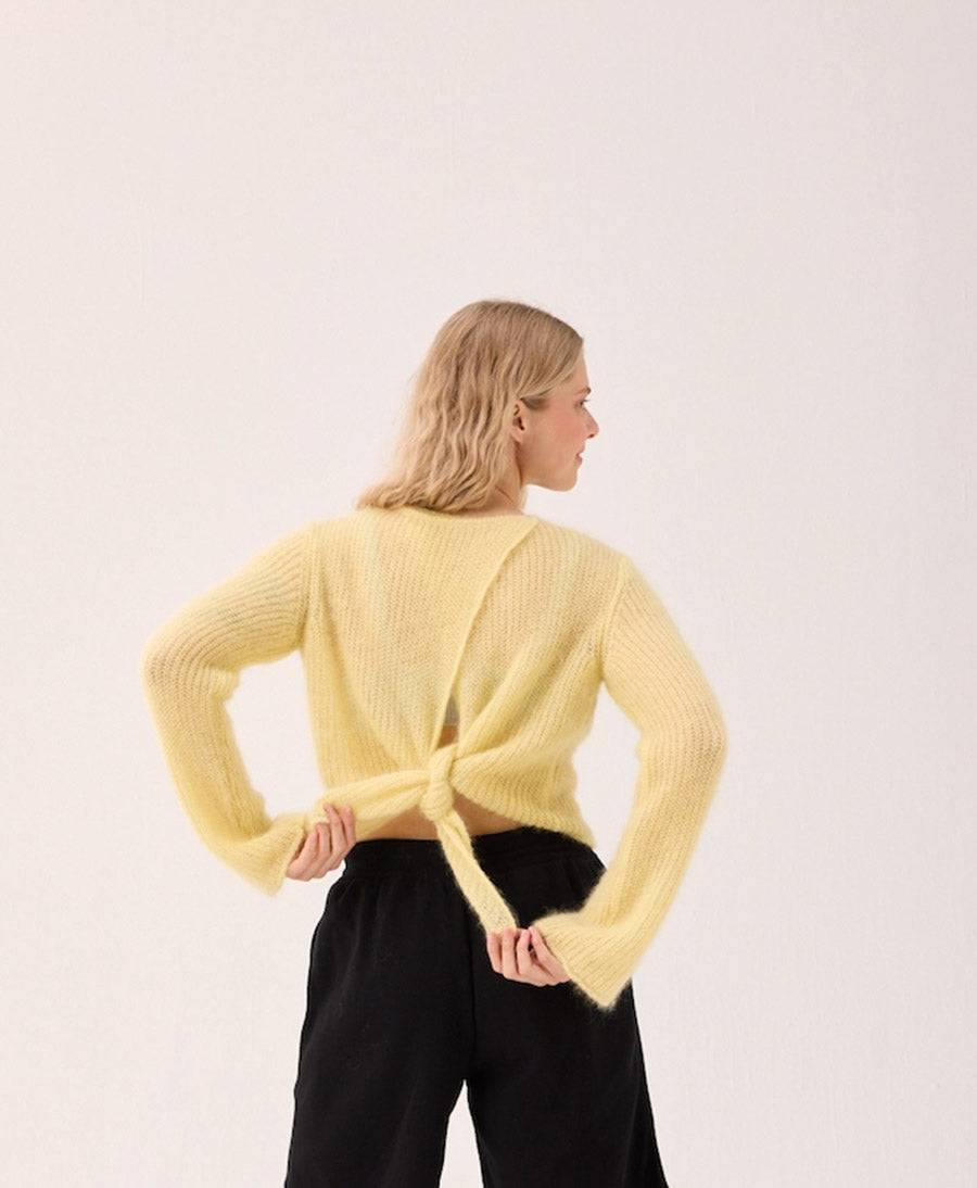 Kurzer Cardigan aus leichtem Strick - Hellgelb