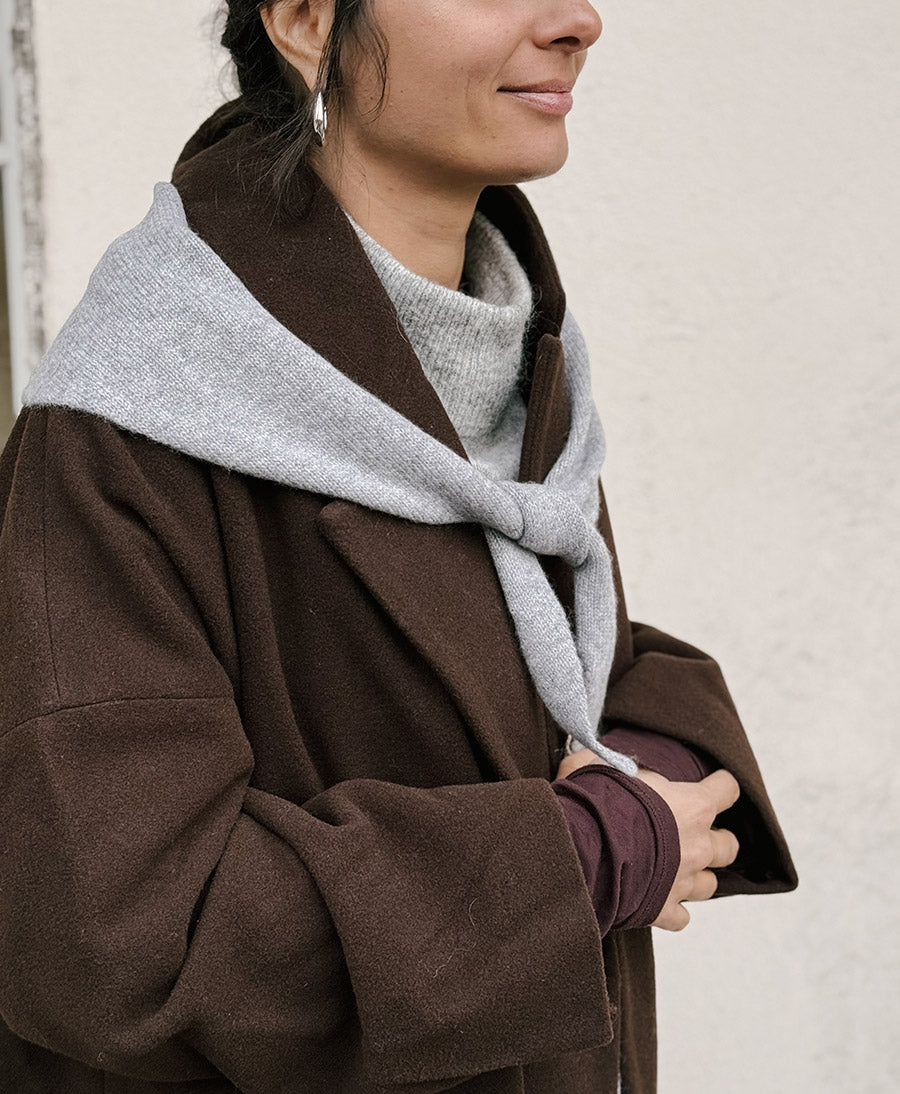 Triangel-Strickschal / Bandana aus Kaschmir - Grau