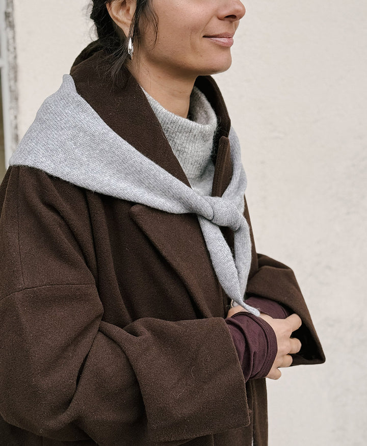 Triangel-Strickschal / Bandana aus Kaschmir - Grau