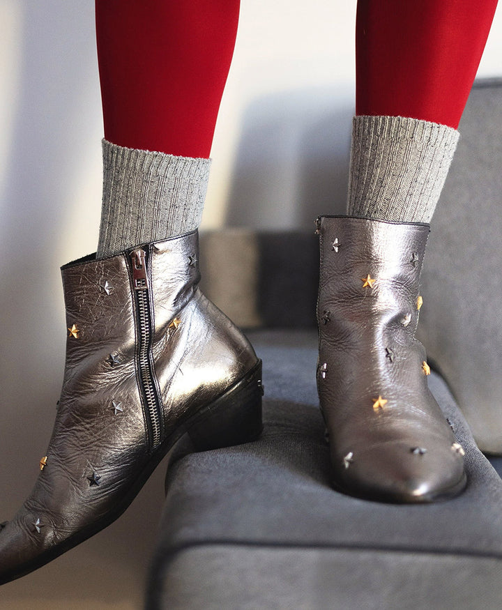 Socken Seide & Wolle - Grau