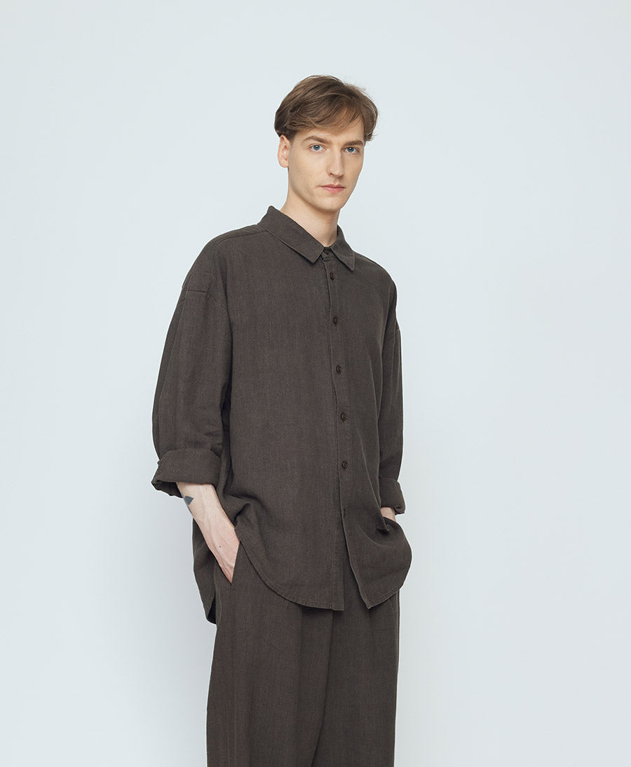 Hemd Unisex Dolman Shirt - Tencel/Leinen - Olive