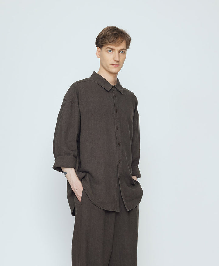 Hemd Unisex Dolman Shirt - Tencel/Leinen - Olive