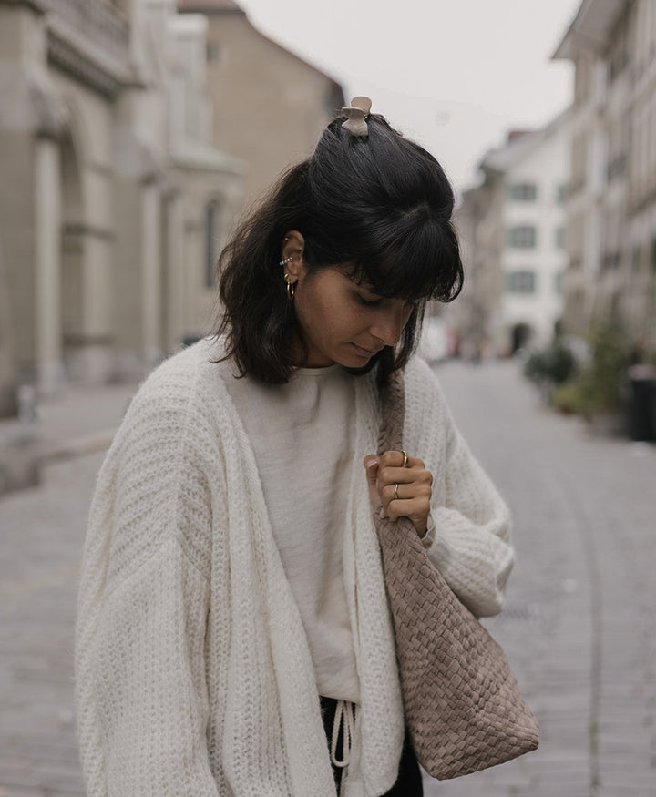 Leichter Strick-Wickelcardigan VEGA - Ivory