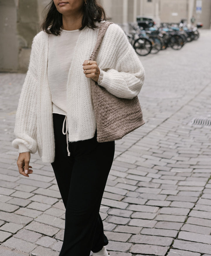 Leichter Strick-Wickelcardigan VEGA - Ivory