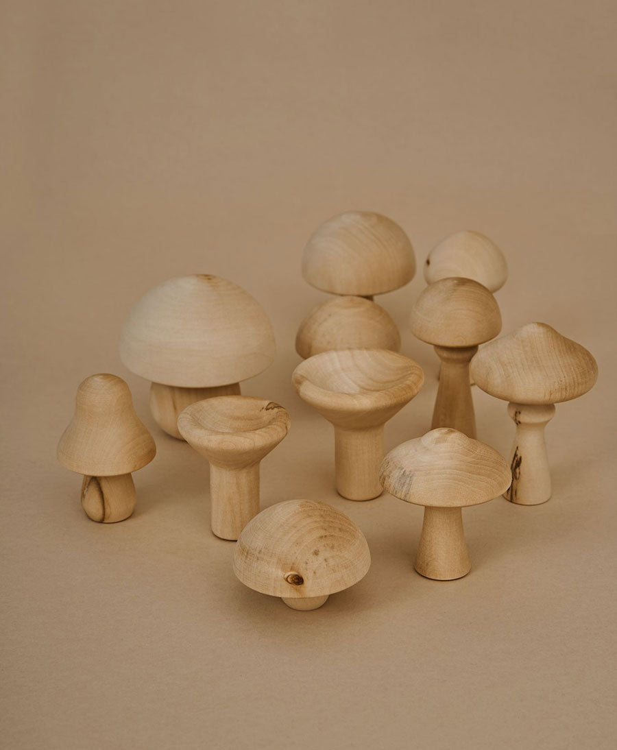 Holzspielzeug Pilze - Set "Mushrooms Natural " ungefärbt - Raduga Grez - clomes