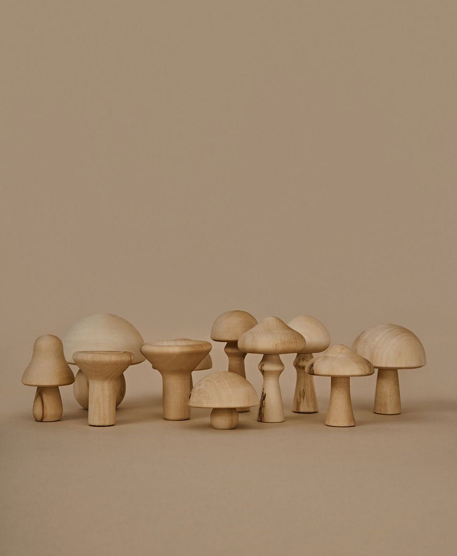 Holzspielzeug Pilze - Set "Mushrooms Natural " ungefärbt - Raduga Grez - clomes