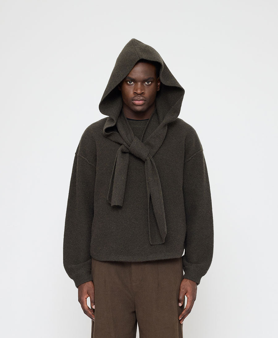 Schal mit Kapuze "Hooded Scarf" - Olivbraun