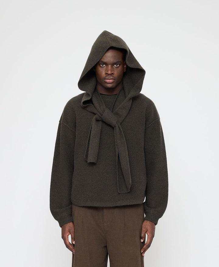 Schal mit Kapuze "Hooded Scarf" - Olivbraun