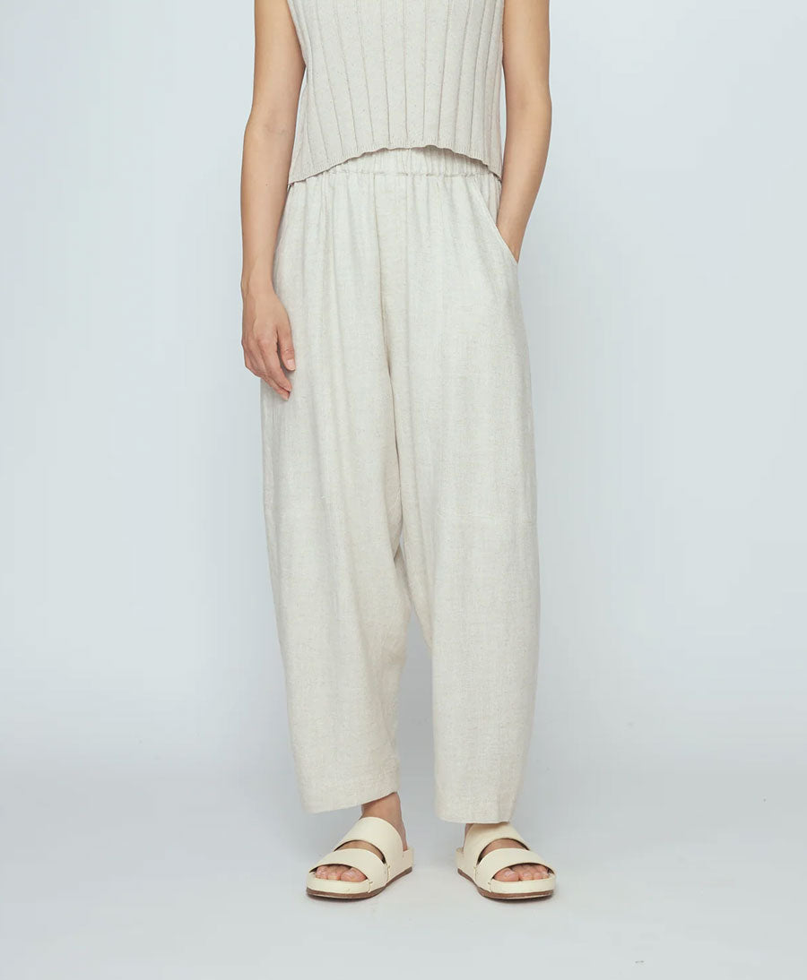 Stoffhose Elastic Panel Barrel Trouser - Oatmeal