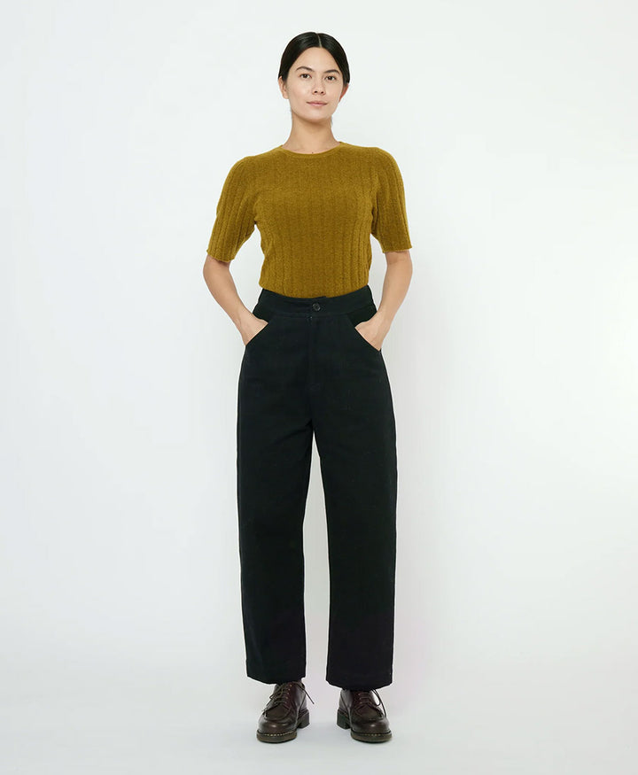Stoffhose aus Baumwolle - Signature Curve Legged Trouser - Schwarz